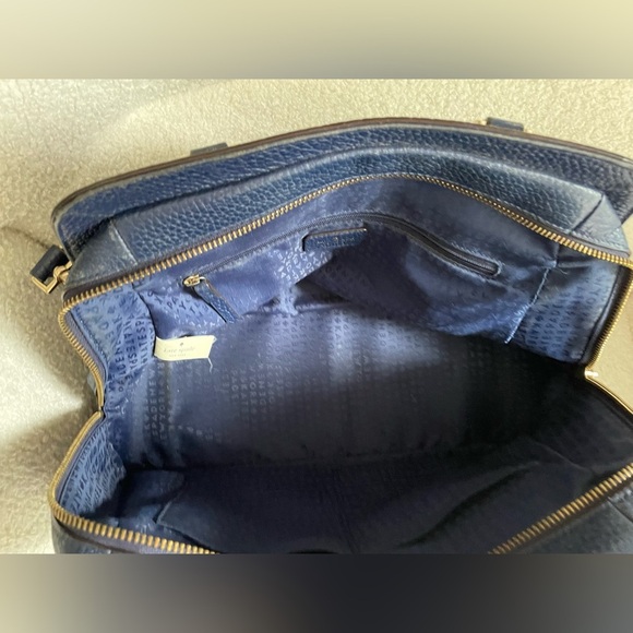 Kate Spade deep royal blue Navy gold metal accents Leather Satchel NWOT - Picture 3 of 12